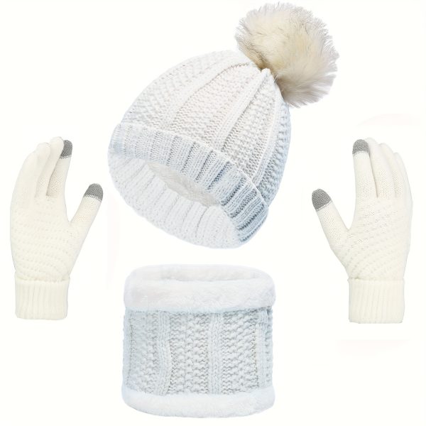 Cozy Winter Warmth Set for Women - Soft Knitted Beanie, Scarf, Gloves, and Ear Cover - Perfect for Christmas, Fall, and Winter Outdoor Activities