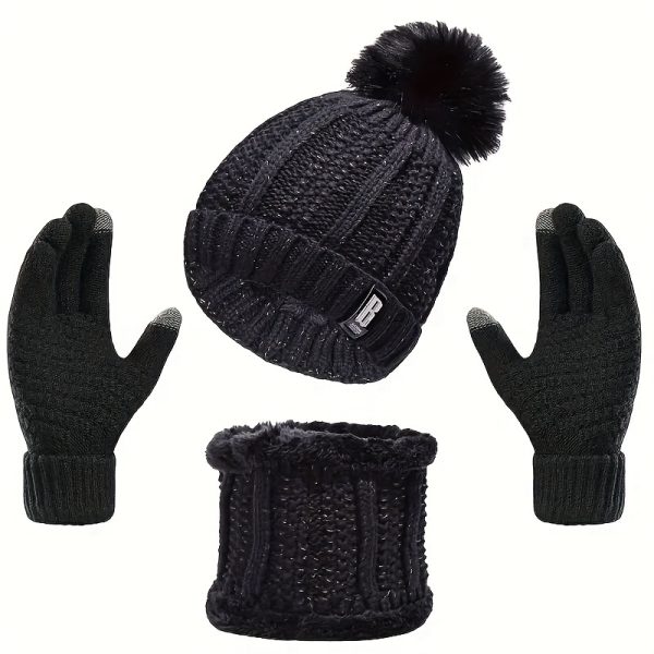 Cozy Winter Hat Scarf Gloves Set: Keep Warm in Style with Our Knit Accessories - Perfect for Outdoor Adventures