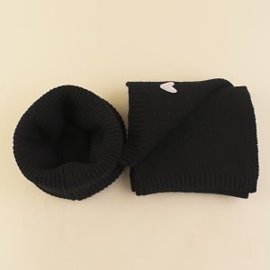 2pcs Children's Love Embroidery Knitted Hat Scarf Set, Warm Hat For Baby Boys And Girls