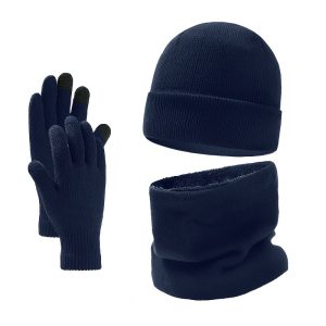 Men's Casual Scarf And Glove Set, 3-Piece Winter Accessory Bundle, Soft Acrylic Knit Scarf, Gloves And Beanie