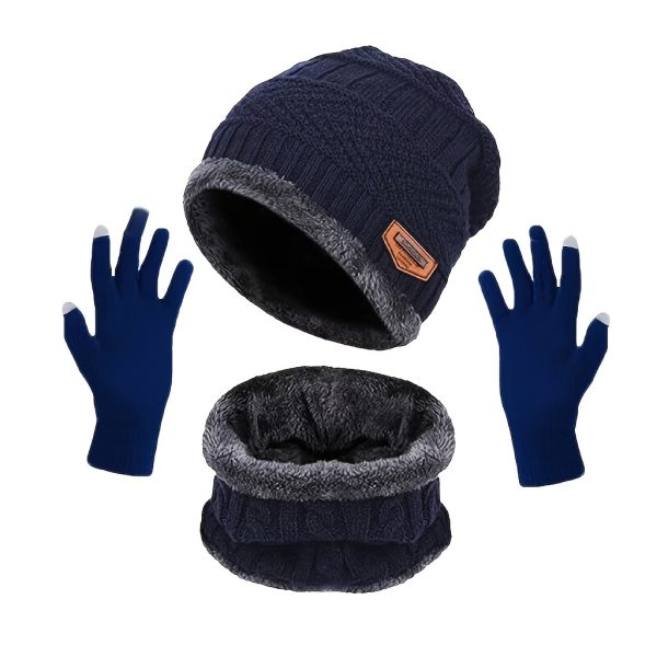 Stretchable Winter Fleece Set: Unisex Beanie, Scarf, & Touchscreen Gloves ?C Moisture-Wicking & Warm for Outdoor Sports & Gifts